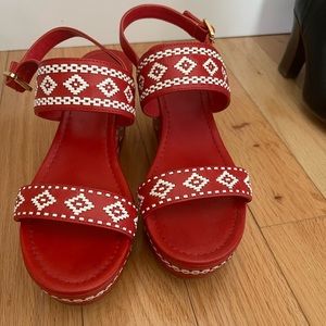 Tory Burch Red Platform Sandals